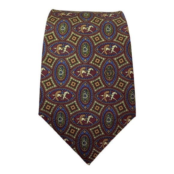 GUCCI Burgundy Equestrian Pattern Silk Tie Made In Italy 57"-3.5" EX COND - Picture 1 of 7